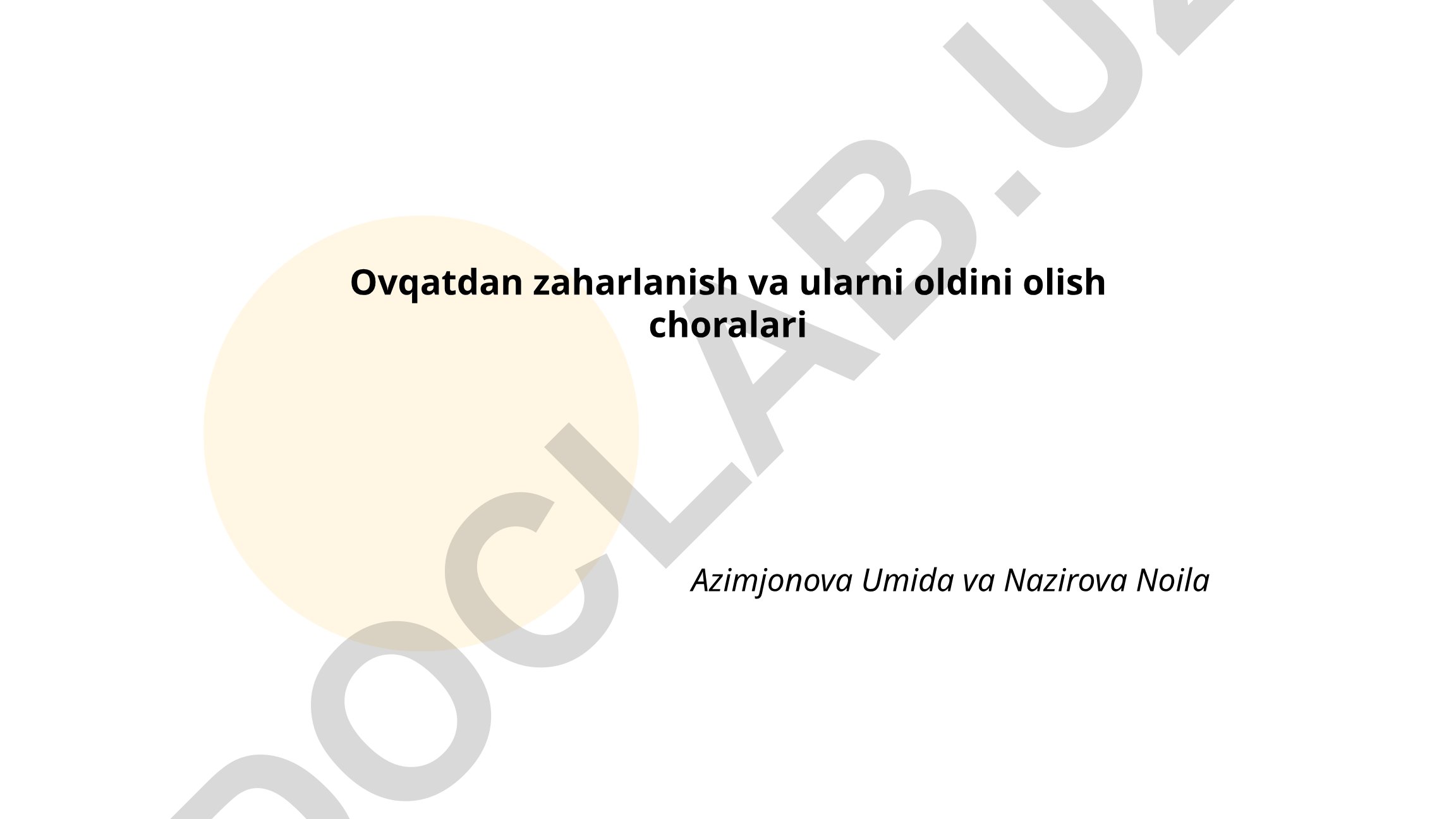 Ovqatdan zaharlanish sabablari, belgilari va oldini olish choralari
