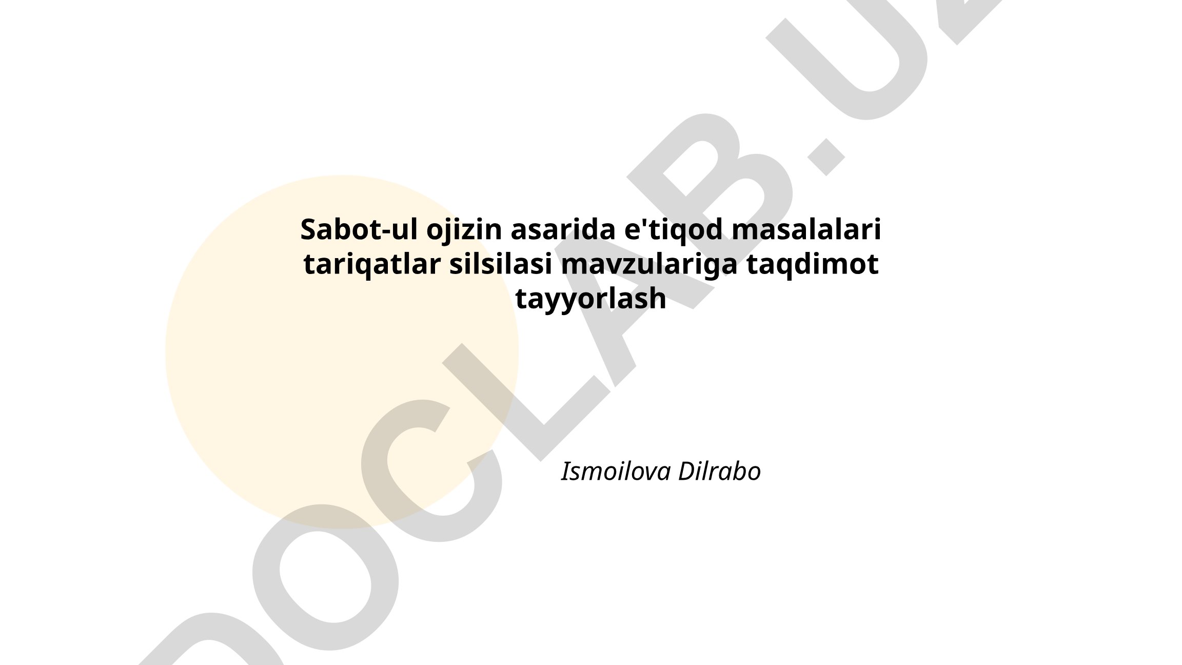 Sabot-ul Ojizin asarida e'tiqod masalalari va tariqatlar silsilasi