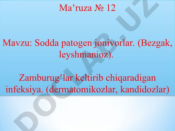Sodda patogen jonivorlar va zamburug'lar keltirib chiqaradigan infeksiyalar