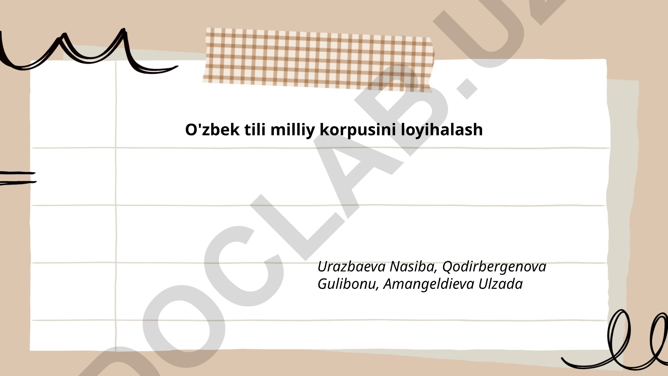 O'zbek tili milliy korpusini loyihalash