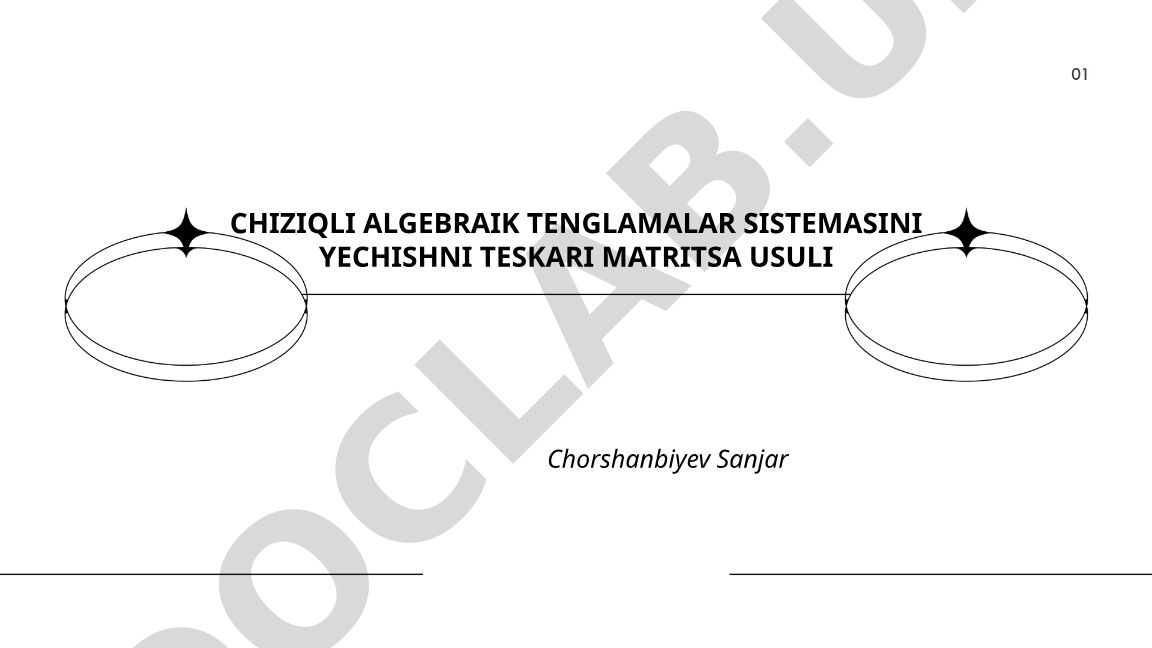 Chiziqli algebraik tenglama sistemasini teskari matritsa usuli bilan yechish