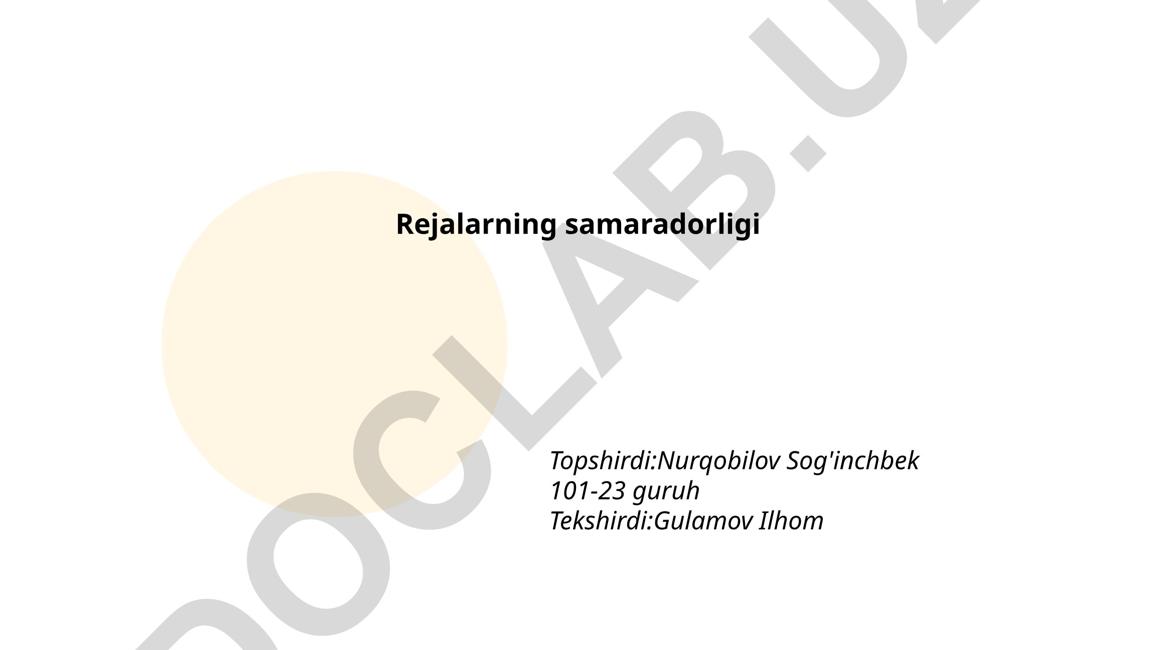 Rejalarning samaradorligi va O'zbekiston bank tizimi