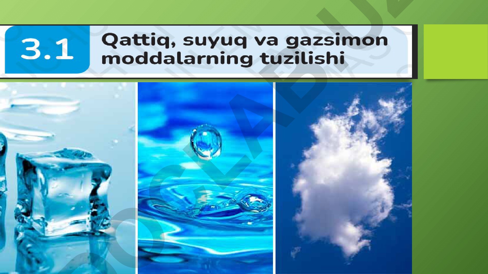 Moddaning uch holati va amaliy mashg'ulotlar