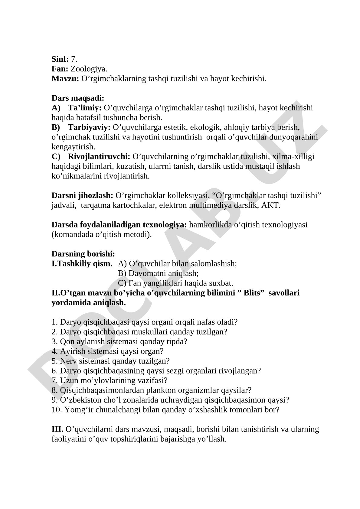 O’rgimchaklarning tashqi tuzilishi va hayot kechirishi