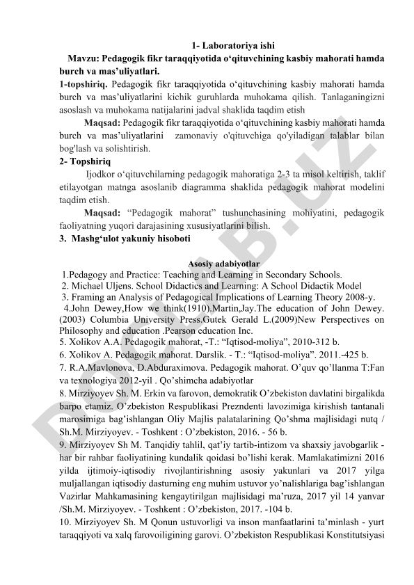 Pedagogik fikr taraqqiyotida o‘qituvchining kasbiy mahorati hamda burch va mas’uliyatlari