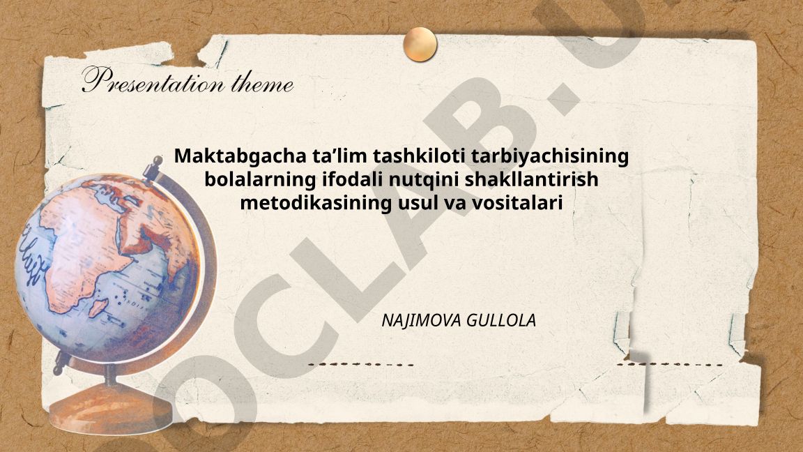 Bolalarning ifodali nutqini shakllantirish metodikasining usul va vositalari
