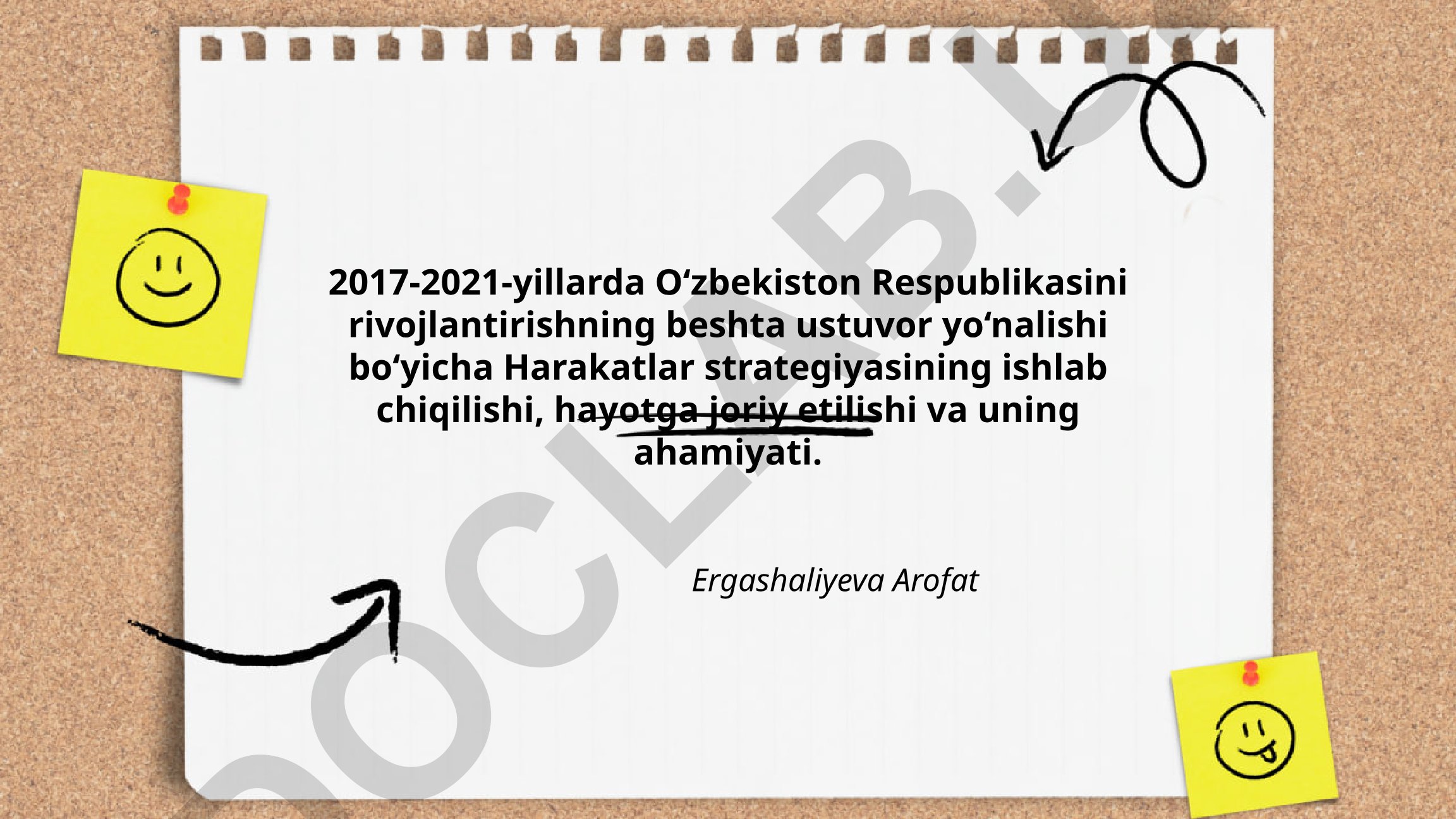 2017-2021-yillarda O‘zbekiston Respublikasini rivojlantirishning beshta ustuvor yo‘nalishi bo‘yicha Harakatlar strategiyasi