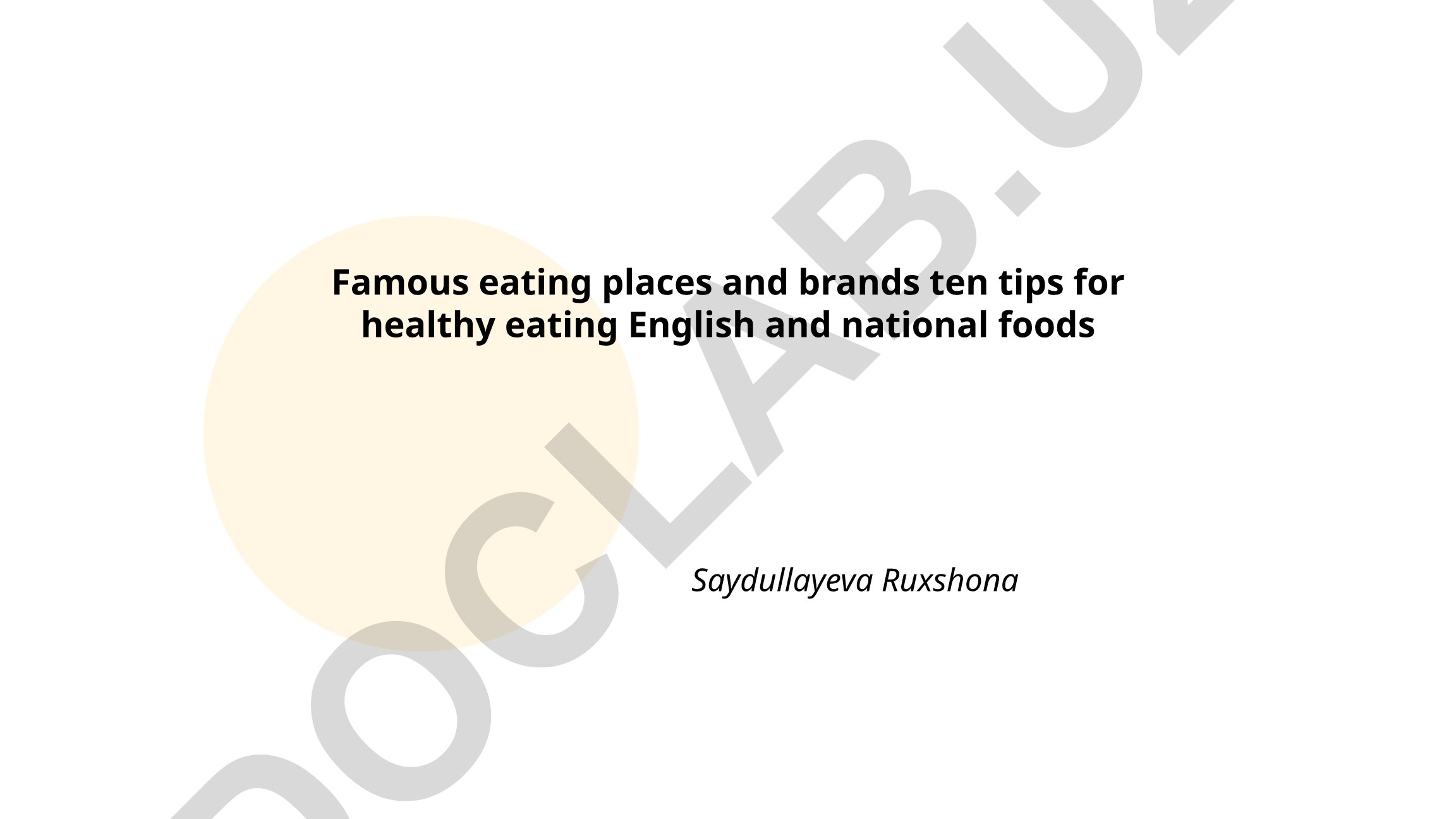 Famous eating places and brands ten tips for healthy eating English and national foods