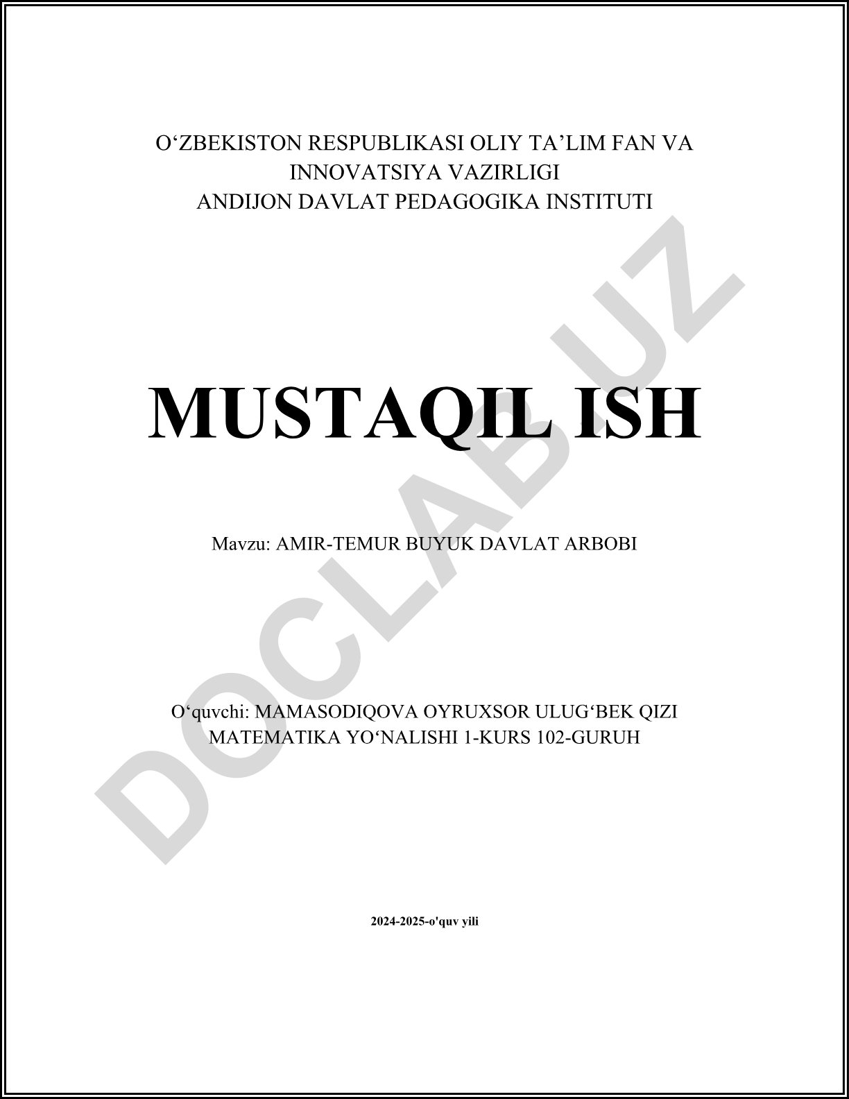 Amir-Temur buyuk davlat arbobi
