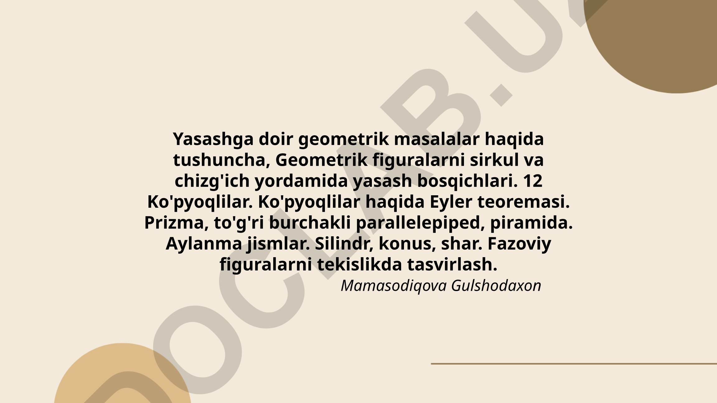 Geometrik figuralarni yasash va fazoviy jismlar
