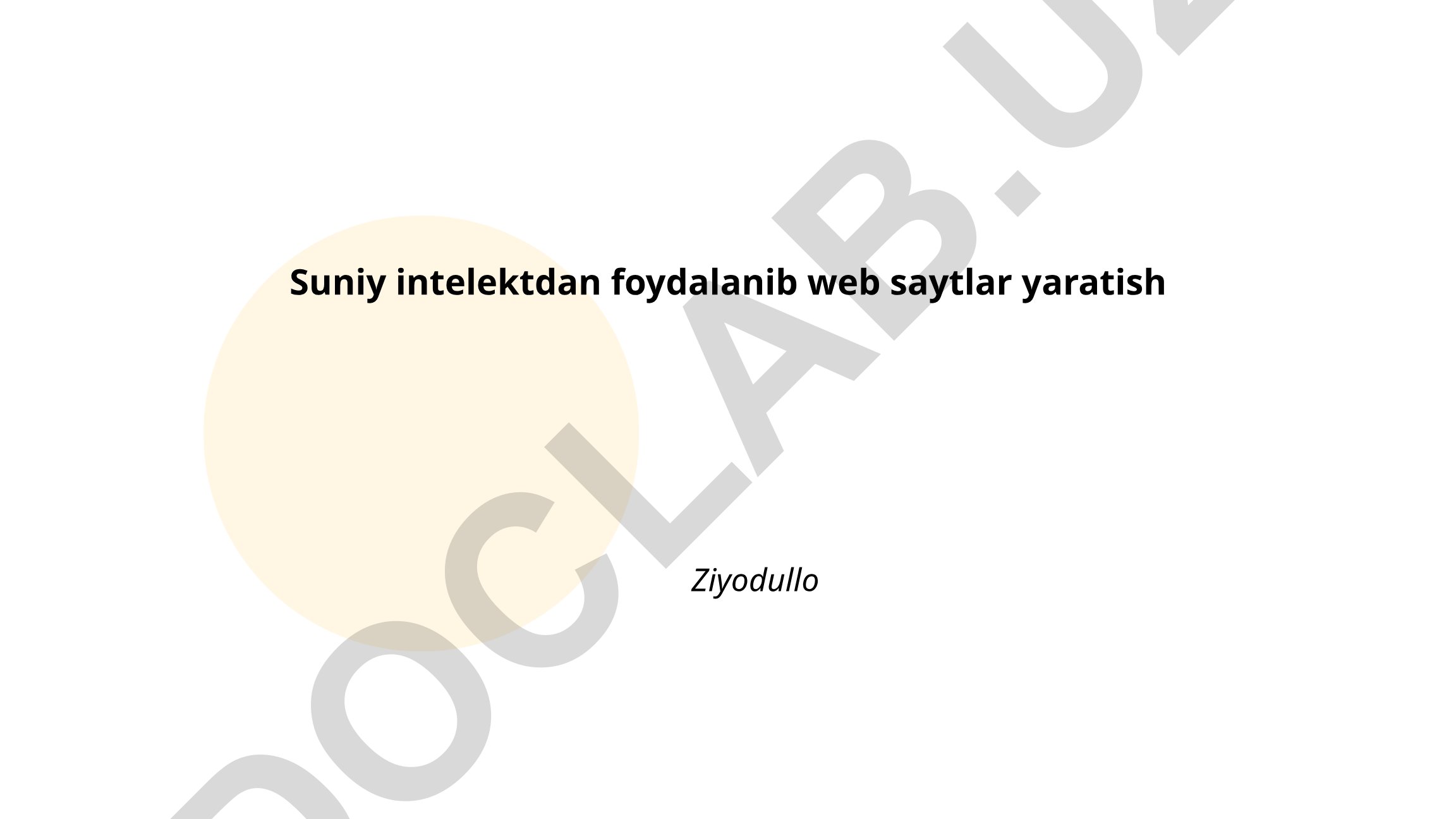 Suniy intelektdan foydalanib web saytlar yaratish