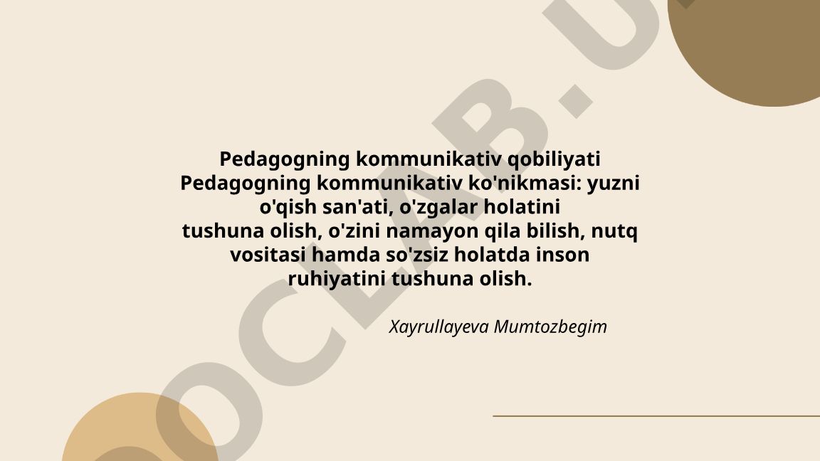 Pedagogning kommunikativ qobiliyati va ko'nikmalari