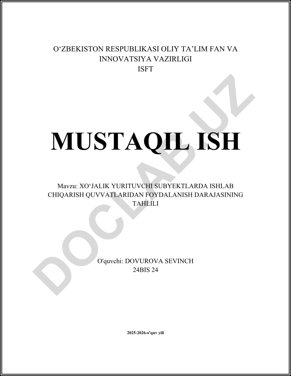 Xoʻjalik yurituvchi subyektlarda ishlab chiqarish quvvatlaridan foydalanish darajasining tahlili