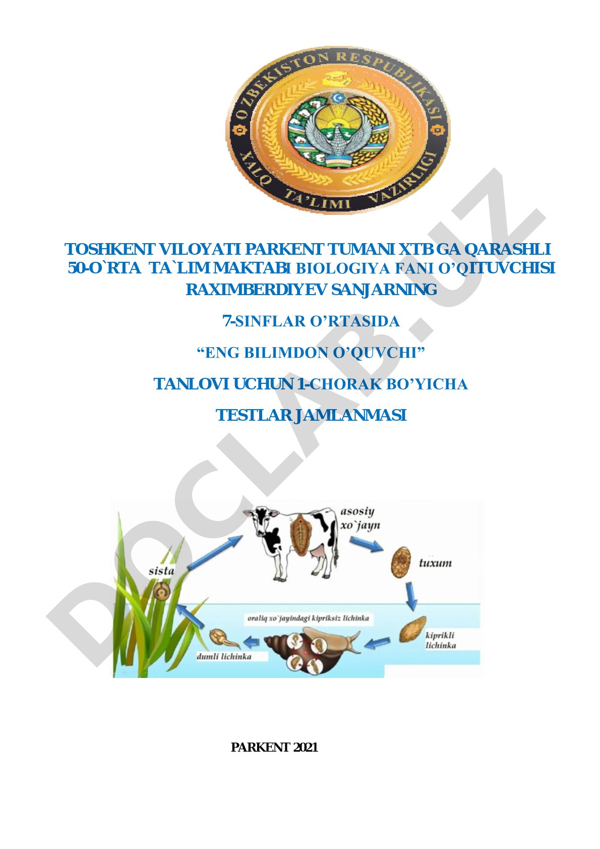 7-sinf biologiya fanidan 1-chorak testlari