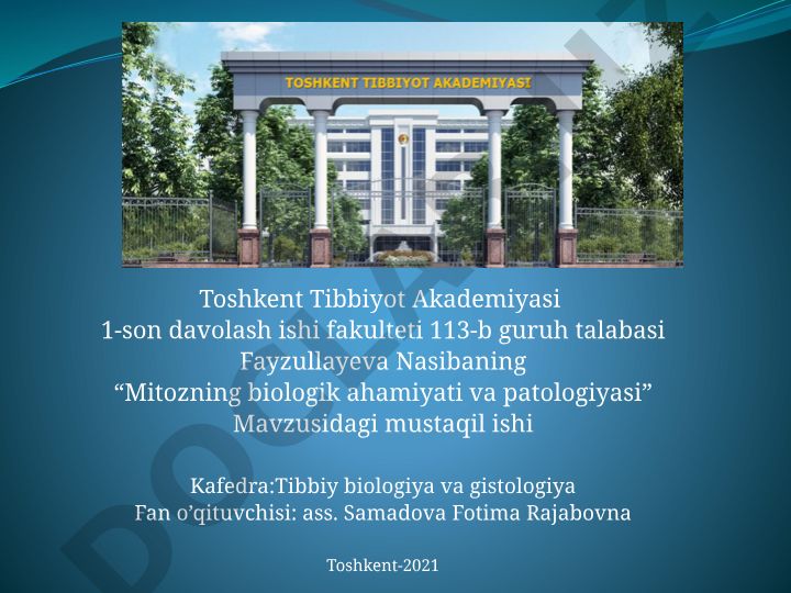 Mitozning biologik ahamiyati va patologiyasi