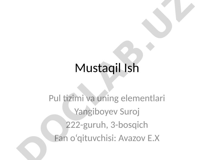 Pul tizimi va uning elementlari