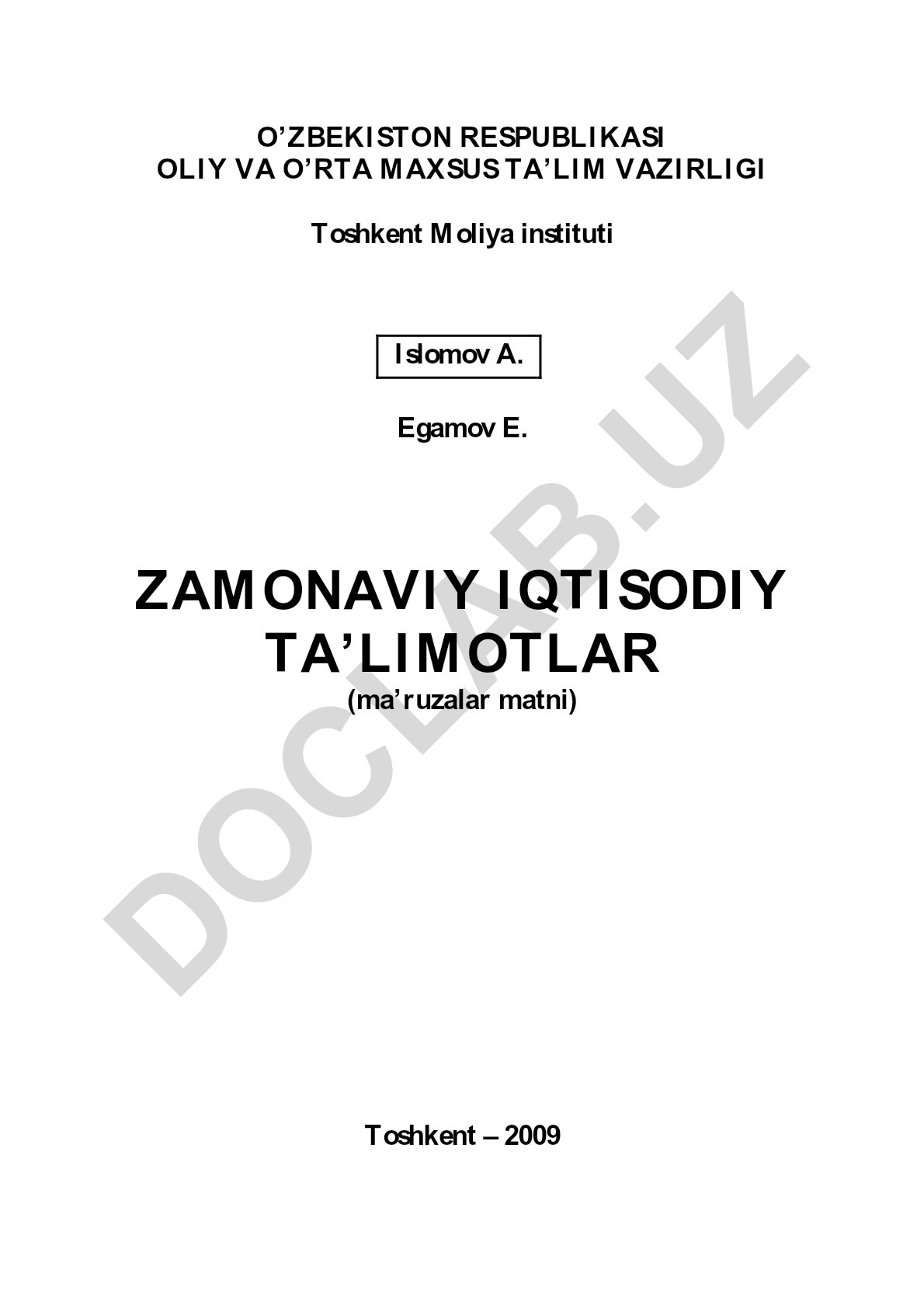 Zamonaviy iqtisodiy ta'limotlar