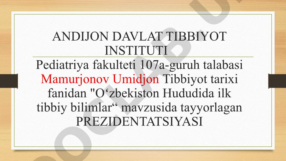 Oʻzbekiston Hududida ilk tibbiy bilimlar