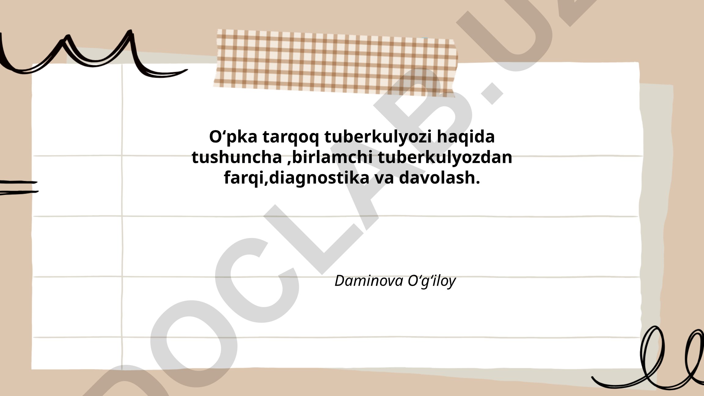 O'pka tarqoq tuberkulyozi: tushuncha, farqlar, diagnostika va davolash