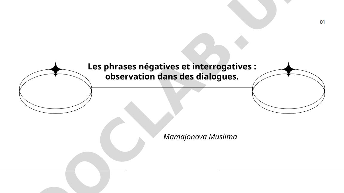 Les phrases négatives et interrogatives : observation dans des dialogues