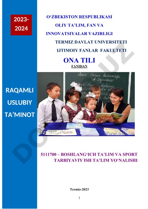 Ona tili fanidan raqamli uslubiy ta'minot