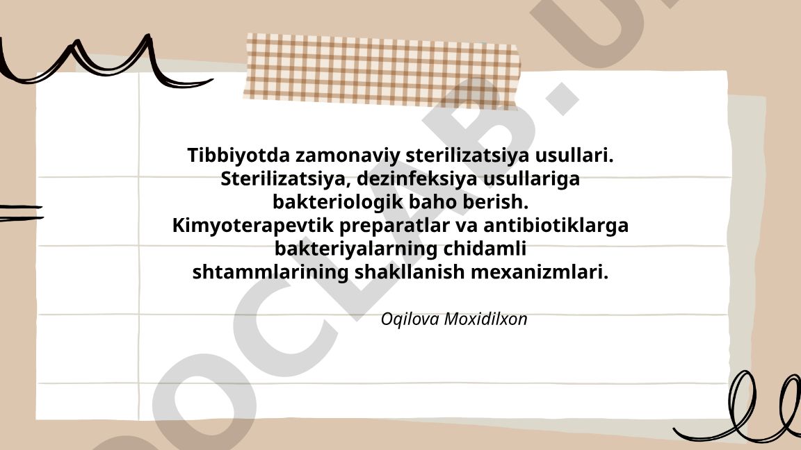 Tibbiyotda zamonaviy sterilizatsiya usullari va antibiotiklarga chidamlilik