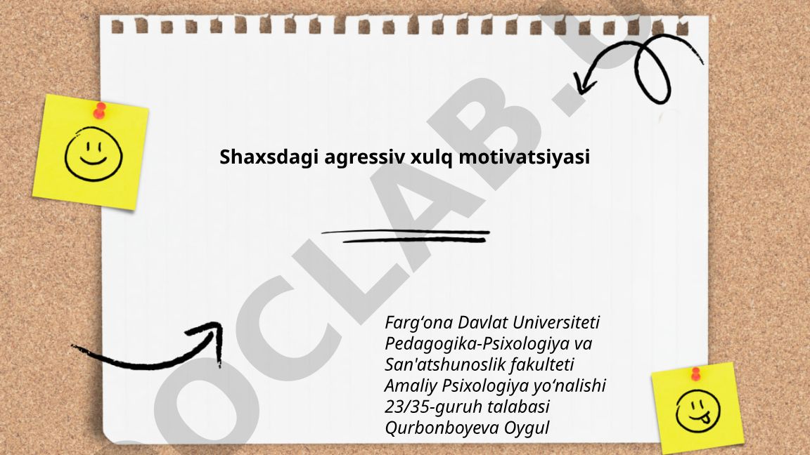 Shaxsdagi agressiv xulq motivatsiyasi