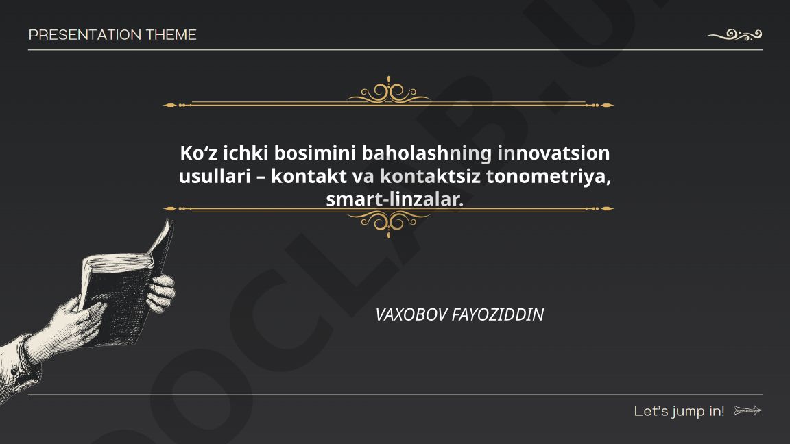 Ko‘z ichki bosimini baholashning innovatsion usullari – kontakt va kontaktsiz tonometriya, smart-linzalar
