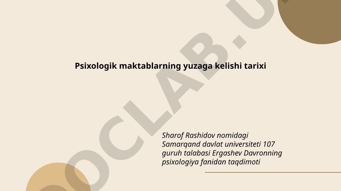 Psixologik maktablarning yuzaga kelishi tarixi