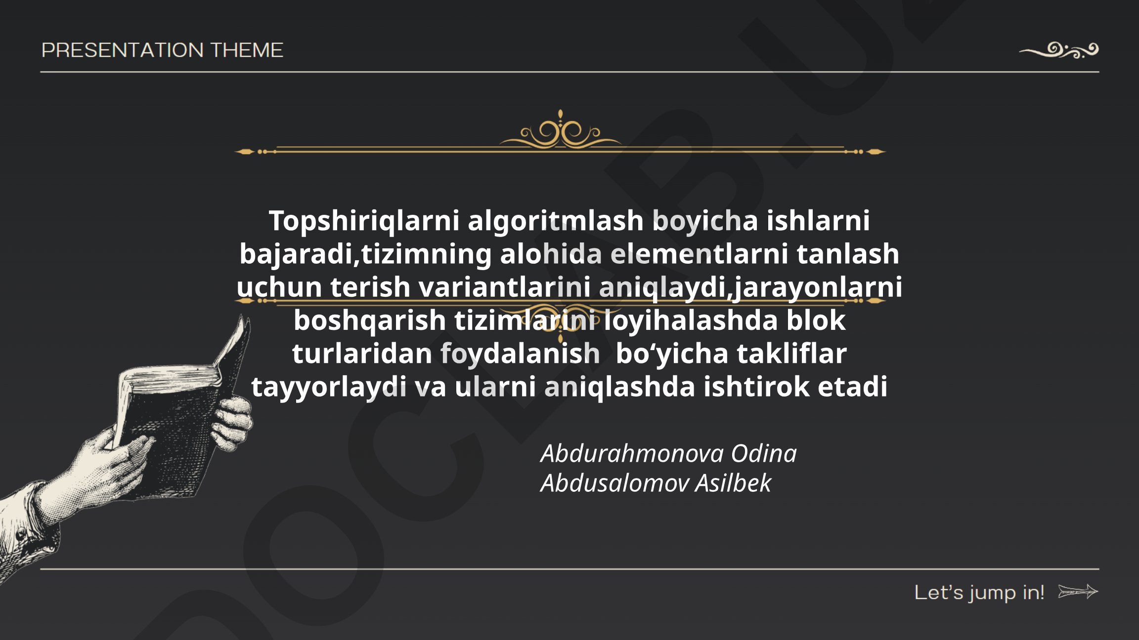 Topshiriqlarni algoritmlash prinsiplari va jarayonlarni boshqarish tizimlari