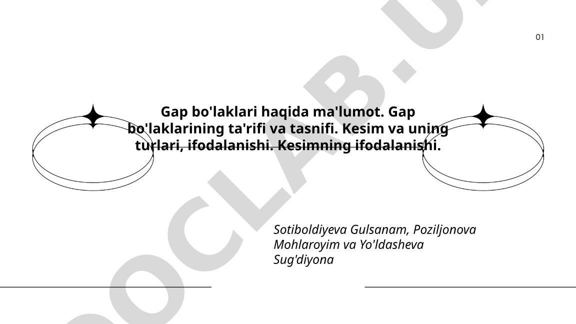 Gap bo'laklari: ta'rifi, tasnifi va kesim turlari