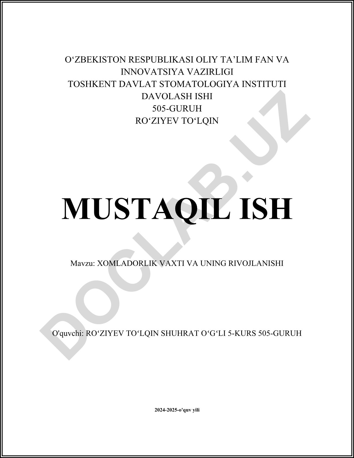 Xomiladorlik vaqti va uning rivojlanishi