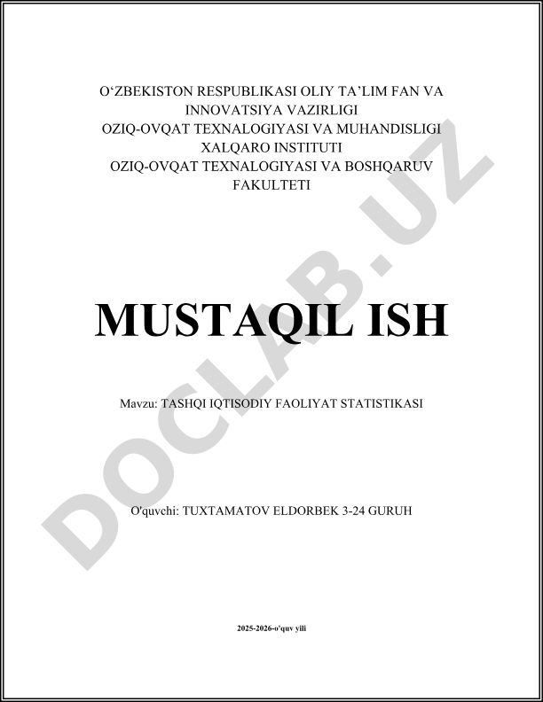 Tashqi iqtisodiy faoliyat statistikasi