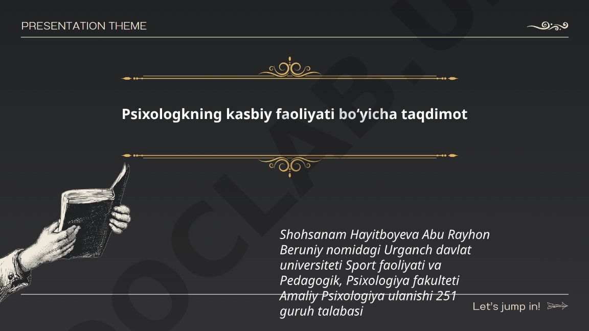 Psixologning kasbiy faoliyati