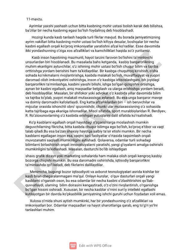 Kasb tanlashda bitta kasb ustasi yoki bir necha kasb egasi bo'lish