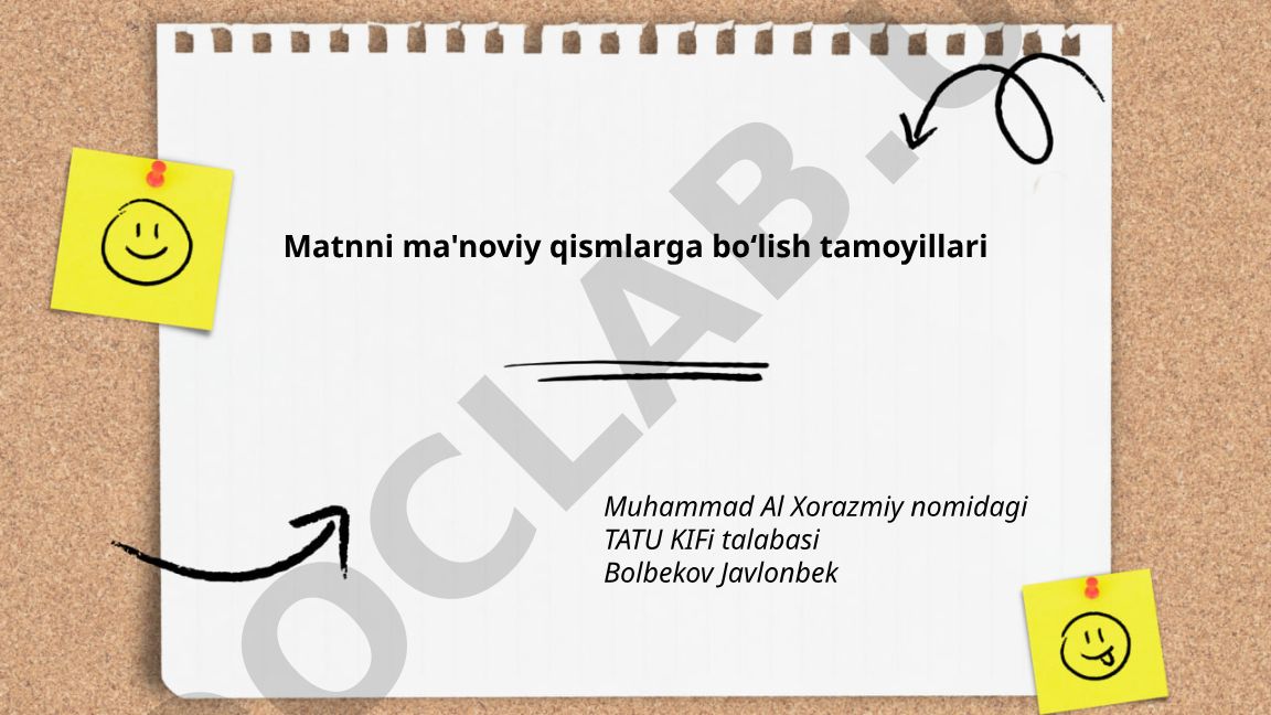 Matnni ma'noviy qismlarga bo'lish tamoyillari