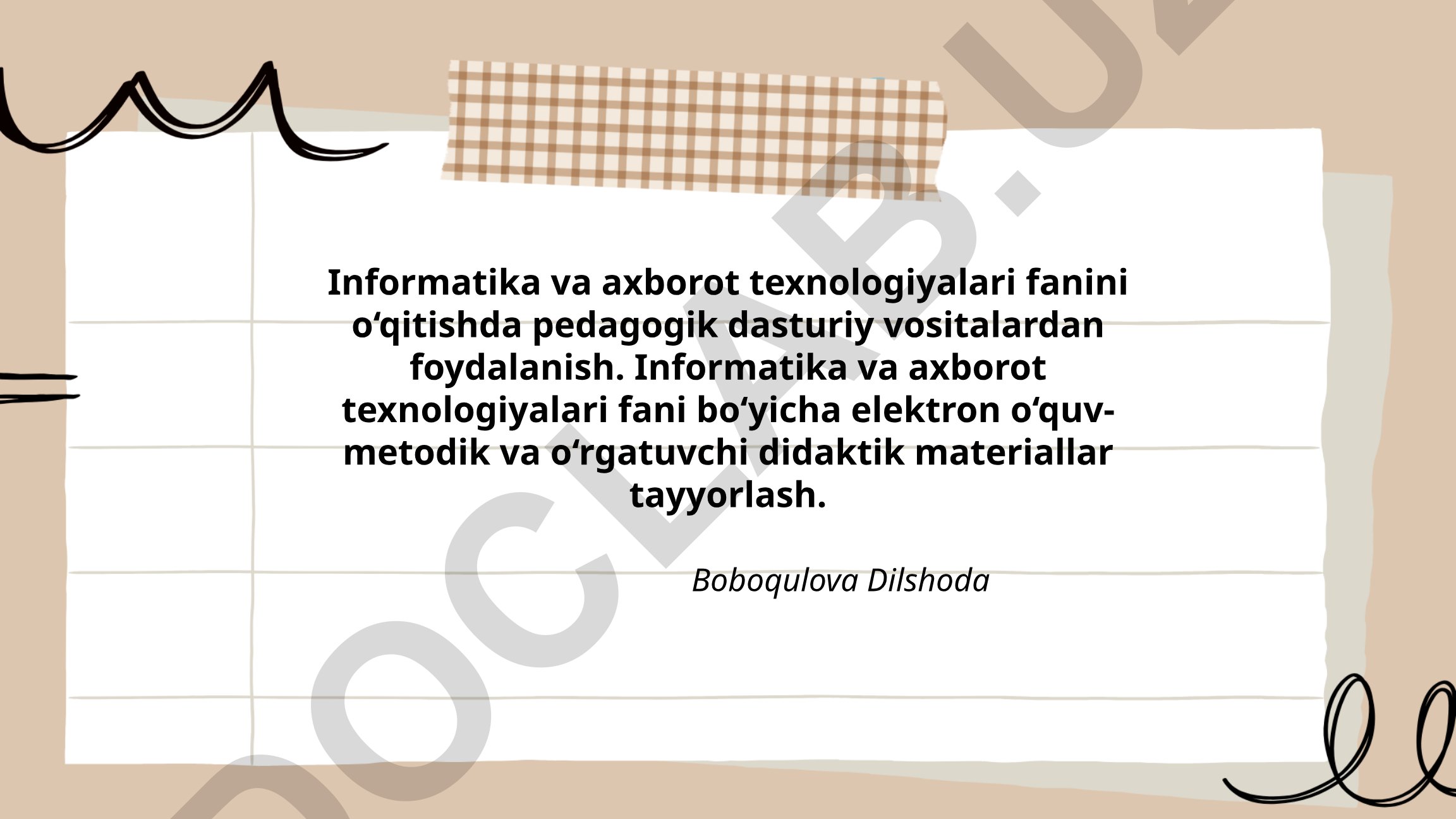 Informatika va axborot texnologiyalari fanini o‘qitishda pedagogik dasturiy vositalardan foydalanish