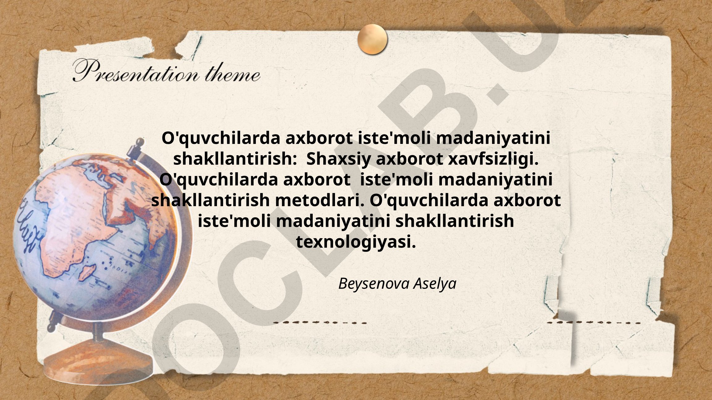 O'quvchilarda axborot iste'moli madaniyatini shakllantirish: Shaxsiy axborot xavfsizligi