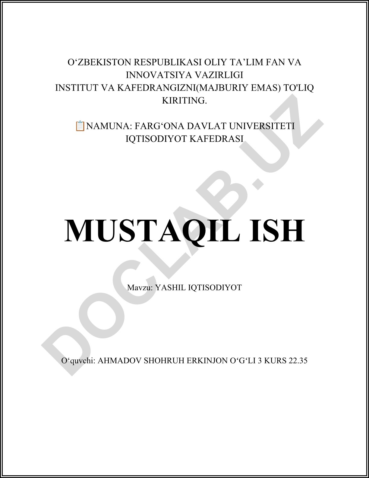 Yashil iqtisodiyot
