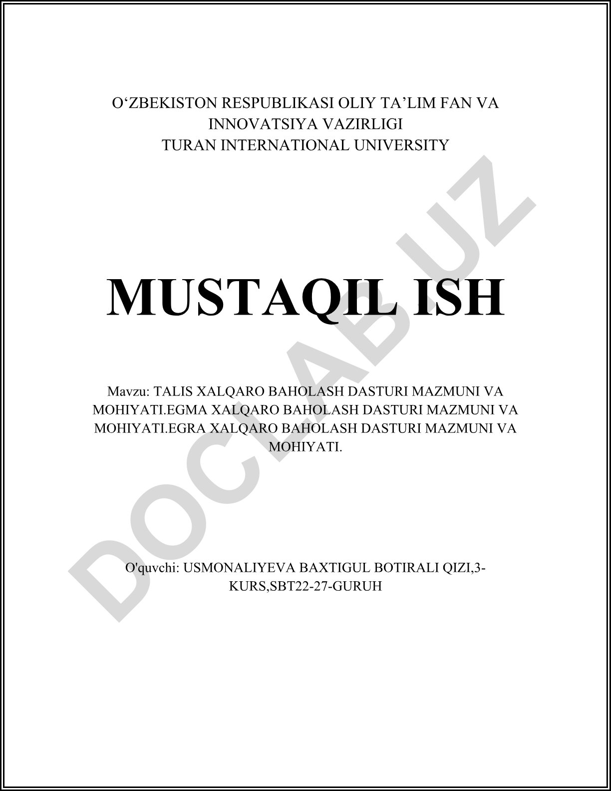 TALIS xalqaro baholash dasturi mazmuni va mohiyati