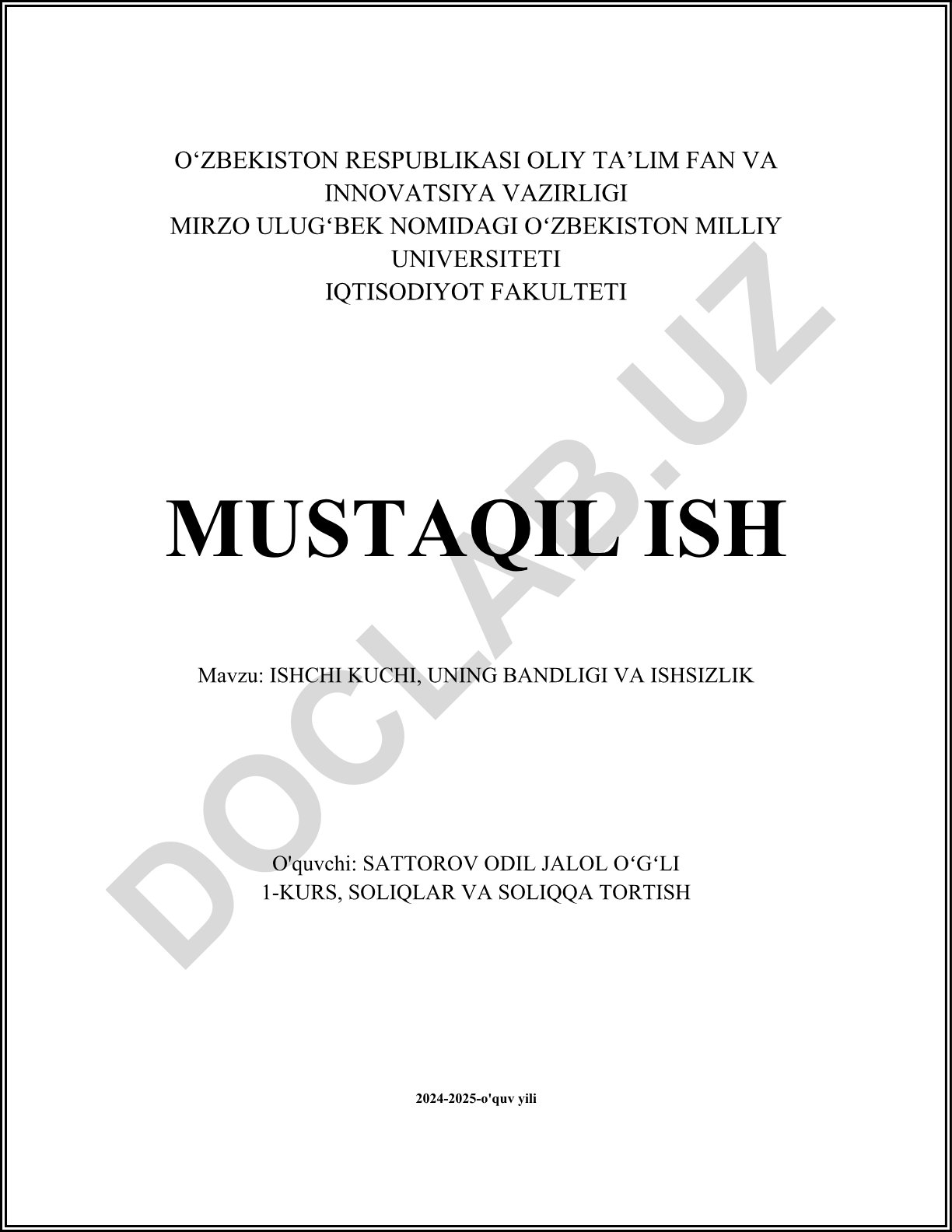 Ishchi kuchi, uning bandligi va ishsizlik