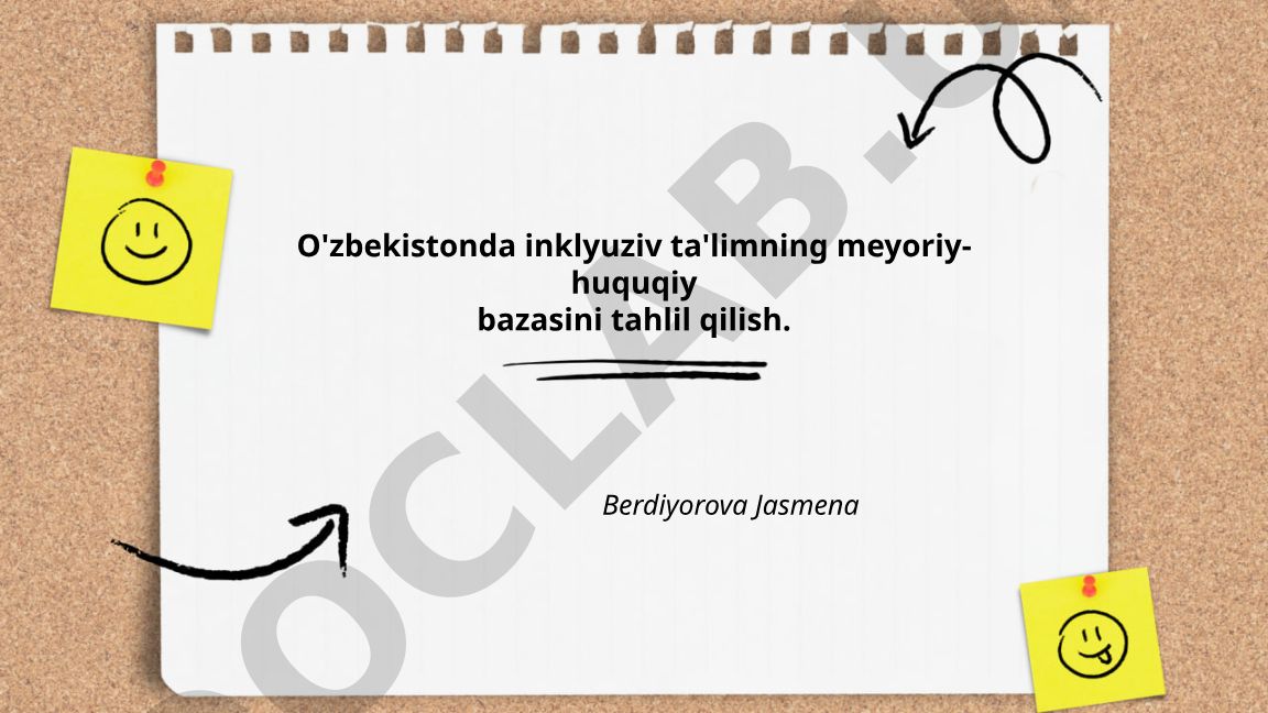 O'zbekistonda inklyuziv ta'limning meyoriy-huquqiy bazasini tahlil qilish