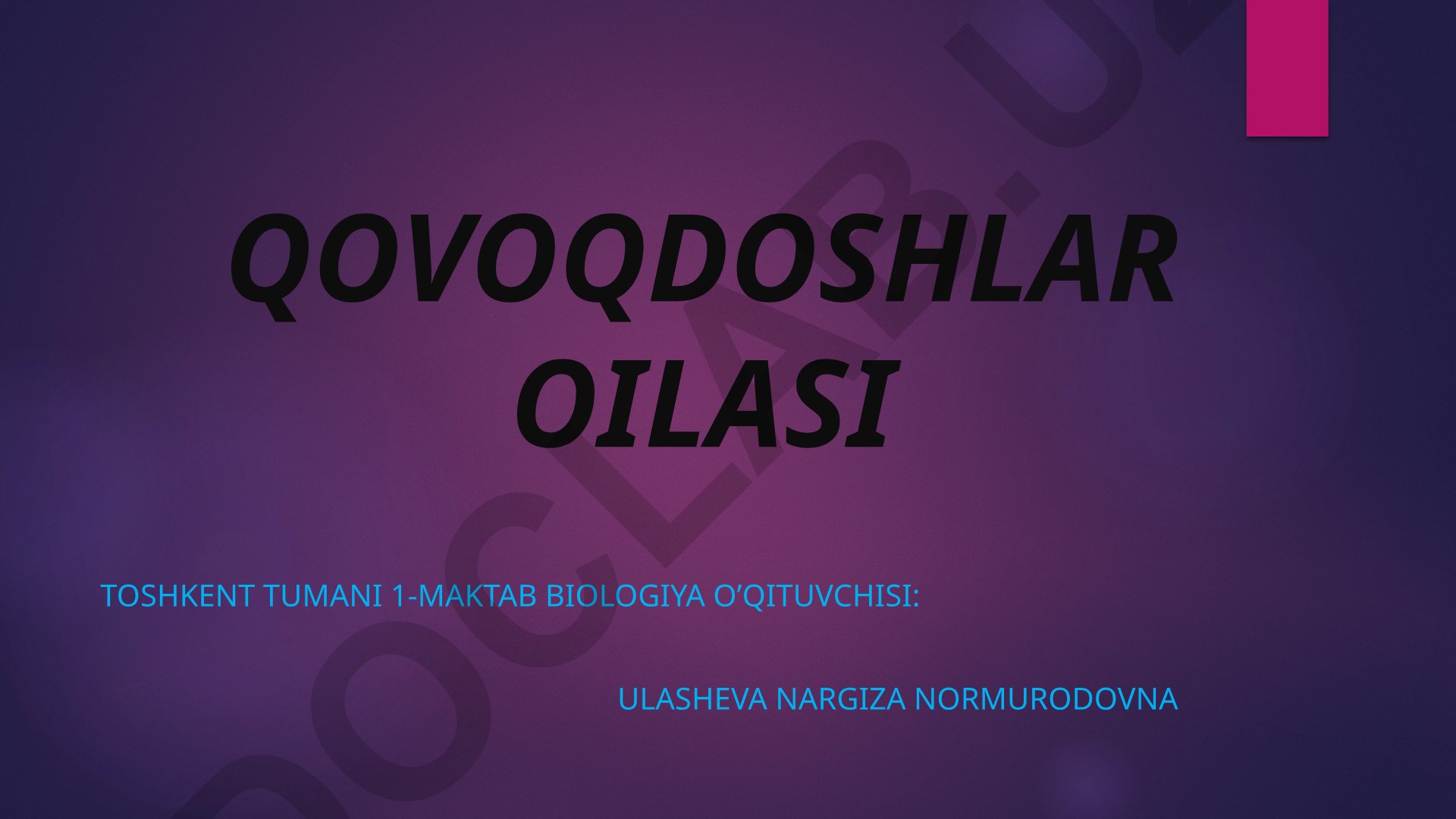 Qovoqdoshlar oilasi biologiya darsi