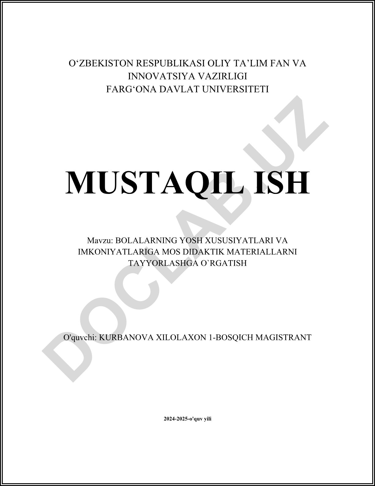 Bolalarning yosh xususiyatlari va imkoniyatlariga mos didaktik materiallarni tayyorlashga o'rgatish