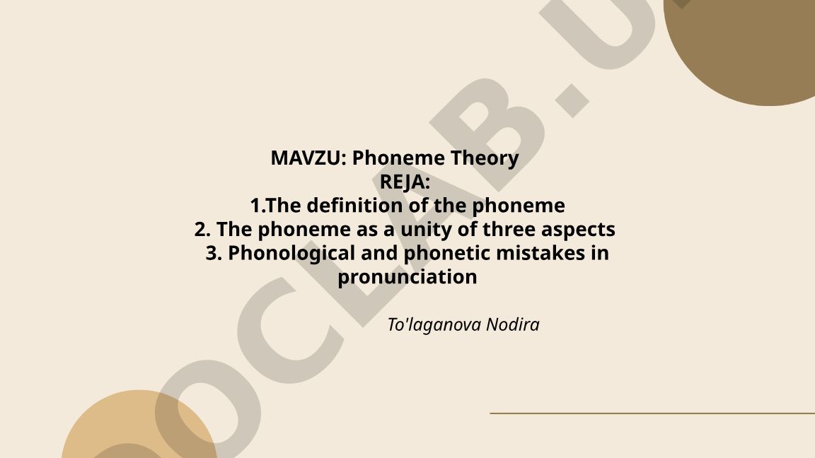 Phoneme Theory