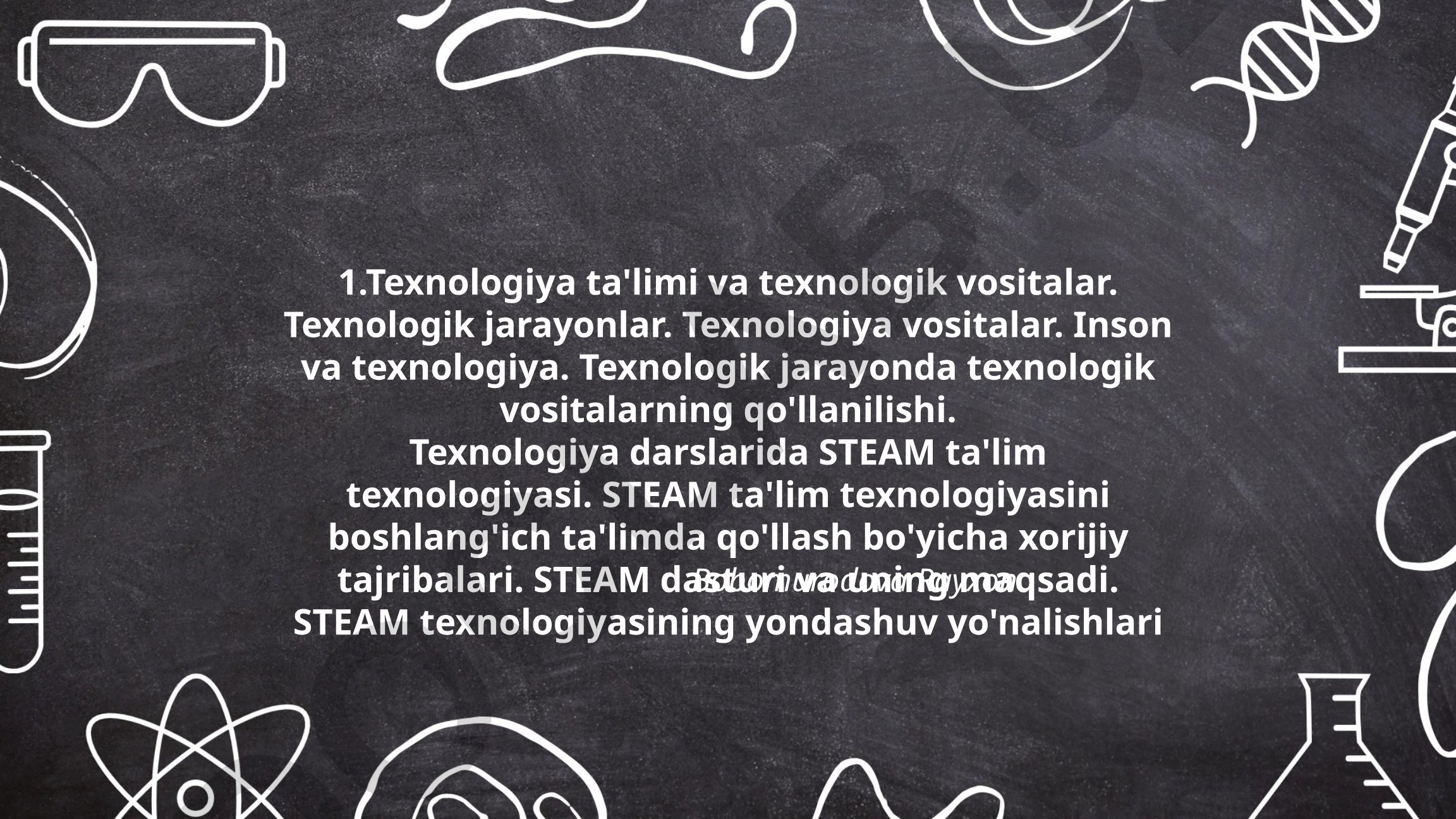 Texnologiya ta'limi va STEAM texnologiyasining boshlang'ich ta'limda qo'llanilishi