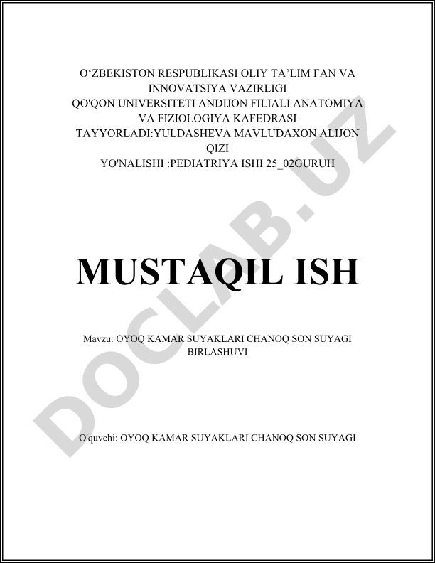 Oyoq kamar suyaklari chanoq son suyagi birlashuvi