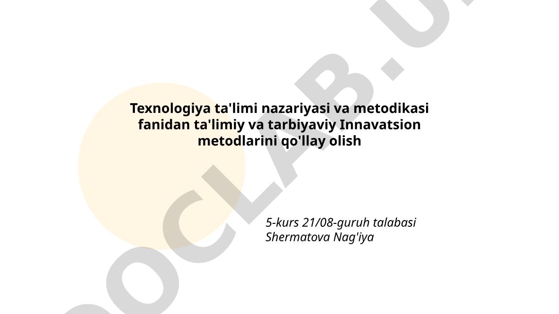 Texnologiya ta'limi nazariyasi asosida innovatsion ta'limiy-metodik yondashuvlar