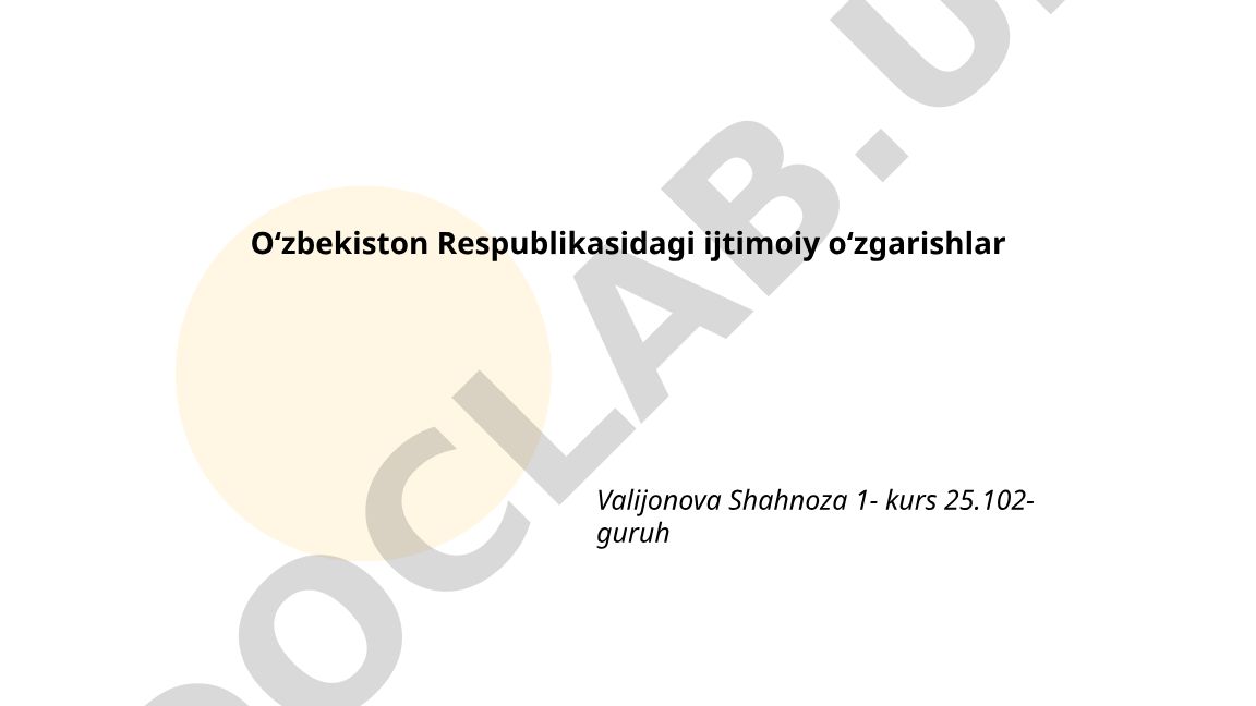 O‘zbekiston Respublikasidagi ijtimoiy o‘zgarishlar