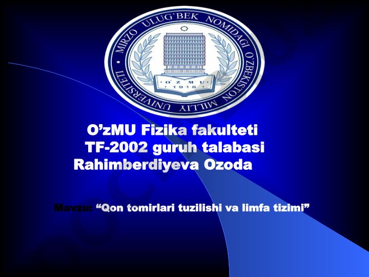 Qon tomirlari tuzilishi va limfa tizimi